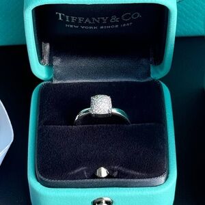 Tiffany & Co. Paloma Picasso 18K white gold Pave 0.16CTW Diamond Sugar Stack Coc
